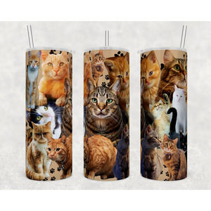 CATS Cat Kitties Stainless Steel Custom 20oz Tumbler W/ Lid & Straw Drinkware